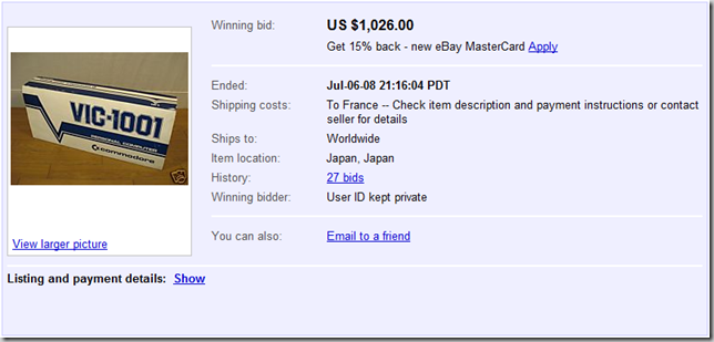VIC-1001 sur eBay